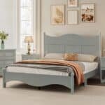 Solid Wood Queen Platform Bed Frame with Wooden Slat Support - Gray - Image 4