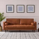 Tufted Leather Sofa with Corner Blocked Frame - Mid-Century Style - Image 2