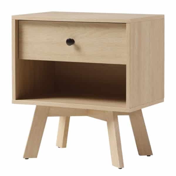 Coastal Oak Minimalist Nightstand with 1 Drawer - Mid-Century Modern Design