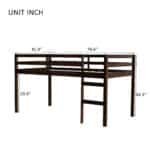 Espresso Rubber Wood Loft Bed – Space-Saving Twin with Strong Slats & Ladder - Image 8