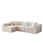 ⁦Corduroy L-Shaped Modular Sofa Set with Minimalist Design - Beige⁩ - الصورة ⁦15⁩