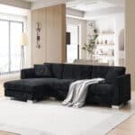Chenille L-Shaped Sectional Sofa with Oversized Chaise and 2 Pillows - Available in 3 Colors