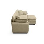Corduroy L-Shaped Sofa with Ottoman - Tan - Image 7