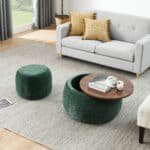 Green Round Storage Ottoman with Removable Top - Small Seat - Image 2