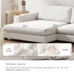 Thick Corduroy L-Shaped Sectional Sofa with USB Charging Port and Cup Holders - 3-4 Seater - Available in 3 Colors - Image 4