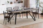 Gray MDF Rectangular Dining Table with Adjustable Legs - Seats 8 - Image 4