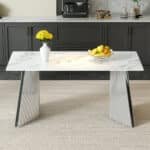 Pandora-Patterned Sintered Stone Dining Table with Stainless Steel Butterfly Legs - Elegant - Image 3