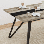 Gray MDF Rectangular Dining Table with Adjustable Legs - Seats 8 - Image 9