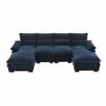 Chenille U-Shaped Modular Sofa with 4 Lumbar Pillows - Comfy Cloud Couch for 6 - Available in 5 Colors - Image 9