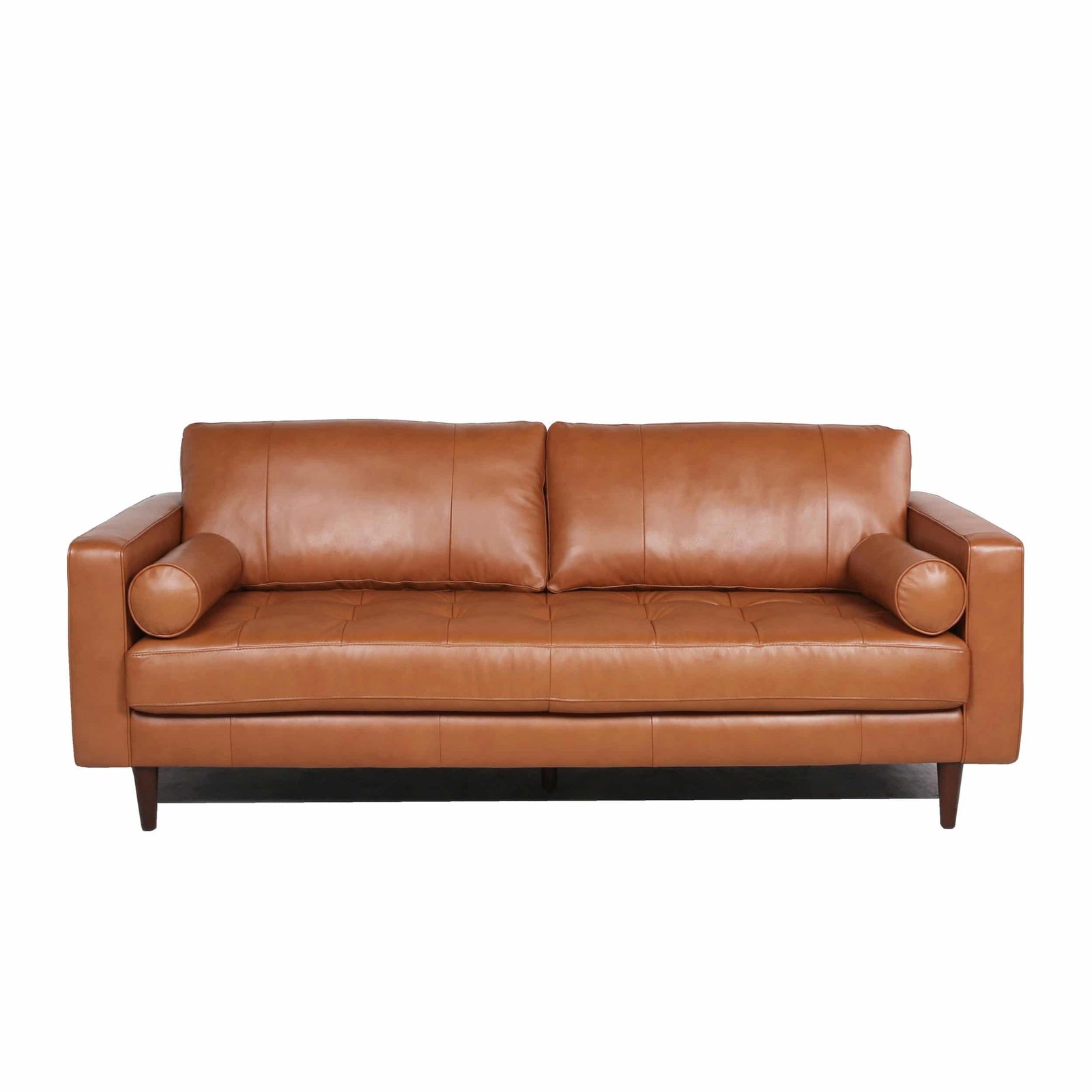 33d862435b1a508c654f2f8e6d044544-1.jpg Tufted Leather Sofa with Corner Blocked Frame - Mid-Century Style - Image 1