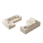 ⁦Corduroy L-Shaped Modular Sofa Set with Minimalist Design - Beige⁩ - الصورة ⁦33⁩