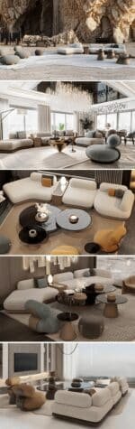 Grey Fabric Modular Armless Sectional Sofa with Customizable Configuration - Modern Luxury - Image 9