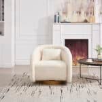 Teddy Upholstered Barrel Swivel Chair with 360-Degree Rotation - Pumpkin - Image 2