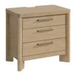 Wooden Nightstand with 3 Drawers - Tan