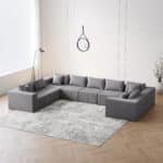 ⁦Corduroy L-Shaped Modular Sofa Set with Minimalist Design - Beige⁩ - الصورة ⁦49⁩