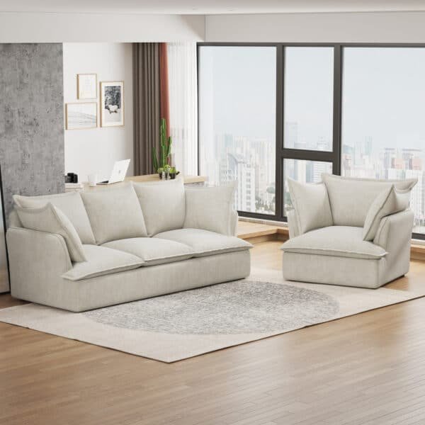 Ultimate Beige Chenille Sectional - Luxurious Comfort & Modern Style for Your Living Room
