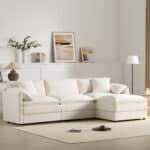 Chenille L-Shaped Modular Sofa with Deep Seating and Movable Ottoman - Available in 3 Colors