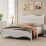 Solid Wood Queen Platform Bed Frame with Wooden Slat Support - White - Image 4