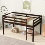 Espresso Rubber Wood Loft Bed – Space-Saving Twin with Strong Slats & Ladder - Image 3