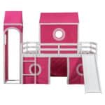 Pink Loft Bed with Slide - Fun Space-Saving Kids Bed with Playful Slide & Tent - Image 7