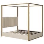Upholstered Canopy Platform Bed with Headboard - Beige - Image 9