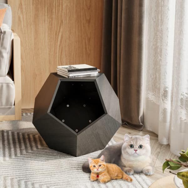 MDF Multifunctional Cat Carrier Side Table with Cozy Nest - Burmese Sumac