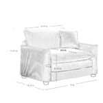 Corduroy Single Deep Seat Sofa with Retro Style - Cream - Image 7