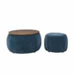 Upholstered Round Storage Ottoman with Removable Top - Dark Blue - Image 8