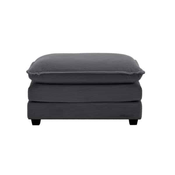 Corduroy Footstool with Retro Design - Grey