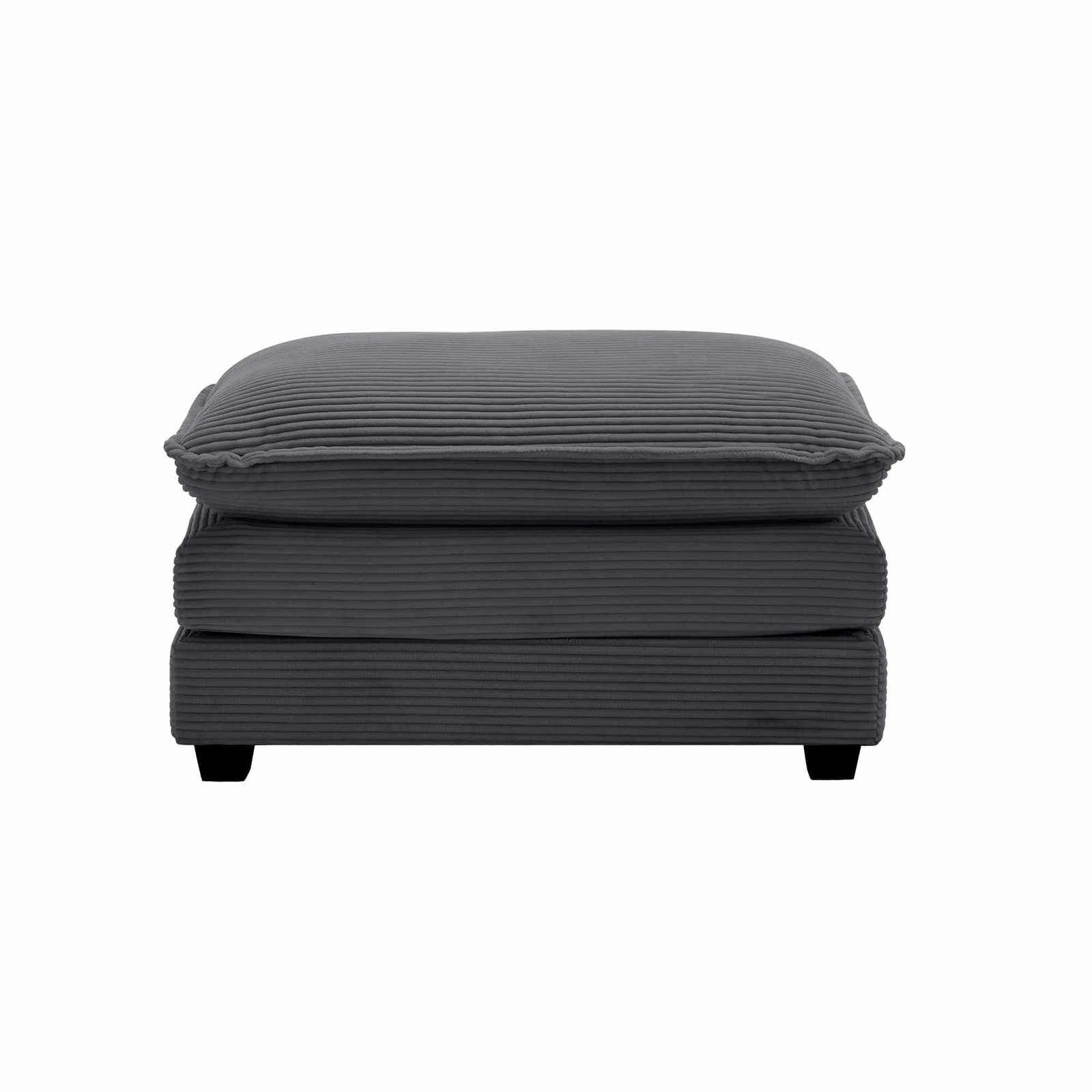 Corduroy Footstool with Retro Design - Grey