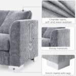 Chenille L-Shaped Sectional Sofa with Oversized Chaise and 2 Pillows - Multiple Colors - Image 7