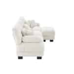 Chenille L-Shaped Modular Sofa with Convertible Ottoman and Bolster Armrests - White - Image 8