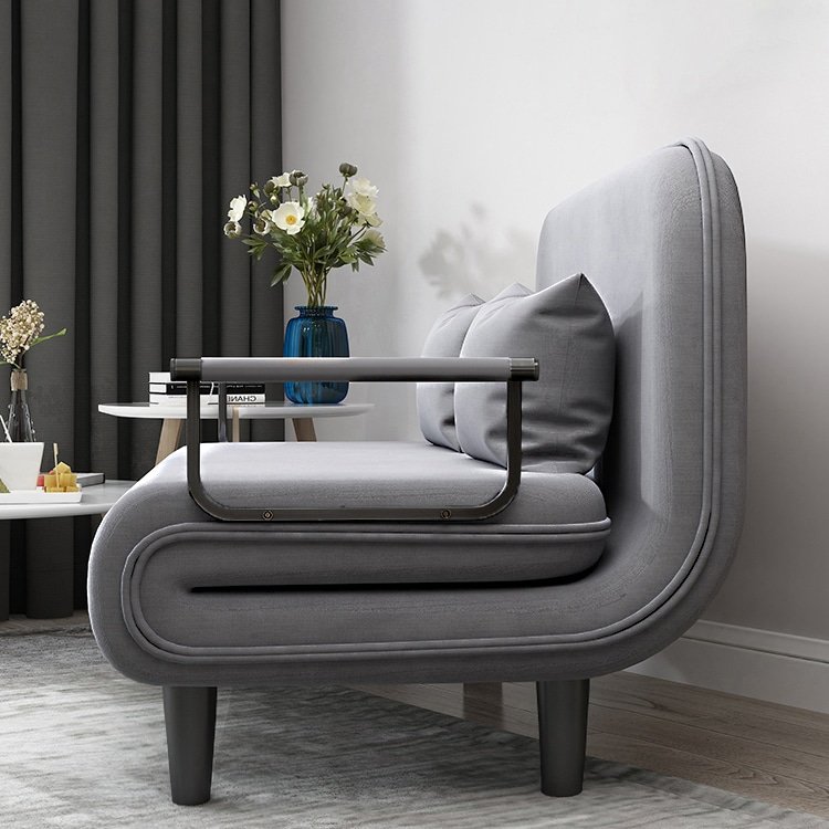 Grey Convertible Folding Sofa Chair with Bed Functionality