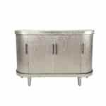 Wooden Curved Sideboard with Adjustable Shelves and Soft-Close Doors - Champagne - Image 5