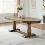 Curved MDF Extendable Dining Table for 6 - Mid Century Modern Style