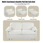 Chenille Convertible Sofa Bed with Side Storage - Beige - Image 10