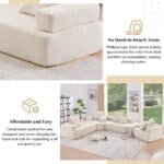 Boucle Fabric Modular U-Shaped Sofa with Versatile Configuration - 6-8 Seater - Cream - Image 4
