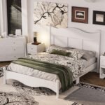 Solid Wood Queen Platform Bed Frame with Wooden Slat Support - White - Image 2