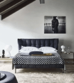 Genuine Leather Modern Upholstered Bed with Adjustable Height - Soft Style - Image 5