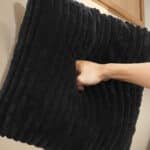 Striped Corduroy U-Shaped Sectional Sofa with Reversible Design - Black - Image 5