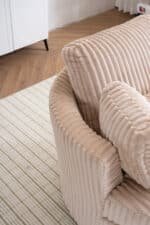 Beige Corduroy Swivel Chair - Comfortable 360° Modern Accent Seating - Image 5