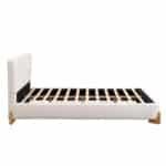 Upholstered Boucle Bed with Solid Wood Feet - White - Image 10