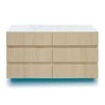 Fluted Modern Double Dresser with LED Lighting and Drawer Organizer - Natural with Marble Pattern - Image 9