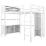 Ultimate White Metal Loft Bed with Desk & Storage – Stylish, Heavy Duty & Space-Saving for Kids & Adults - Image 6