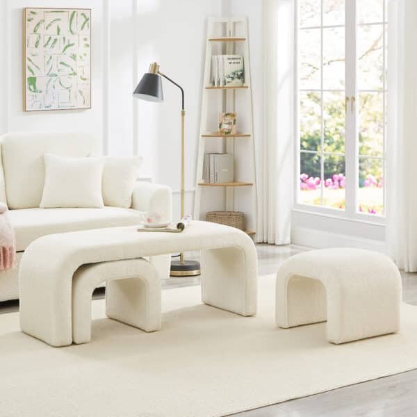 Elegant Cream U-Shaped Ottoman Set for Versatile Home Use