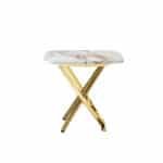 Marble Pattern MDF Square Side Table with Gold Stainless Steel Base - Contemporary Design - Image 2