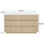 Fluted Modern Double Dresser with LED Lighting and Drawer Organizer - Natural with Marble Pattern - Image 4