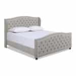 Upholstered Shelter Headboard Bed Set with Handcrafted Design - Silver Grey - Image 9