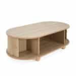 Natural Wood Oval Side Table with Storage - Rustic Charm - Image 10
