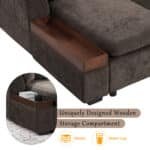 Chenille L-Shaped Sectional Sofa with Wooden Storage Compartment - Brown - Image 4
